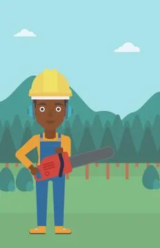 Lumberjack with chainsaw Stock Illustration