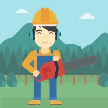 Lumberjack with chainsaw vector illustration Stock Illustration