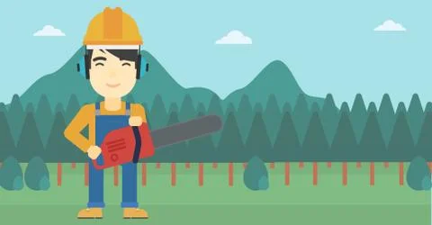 Lumberjack with chainsaw vector illustration Stock Illustration