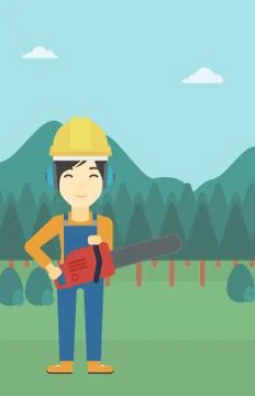 Lumberjack with chainsaw vector illustration Stock Illustration