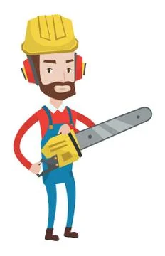 Lumberjack with chainsaw vector illustration Stock Illustration