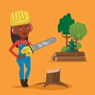 Lumberjack with chainsaw vector illustration Stock Illustration
