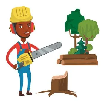 Lumberjack with chainsaw vector illustration Stock Illustration