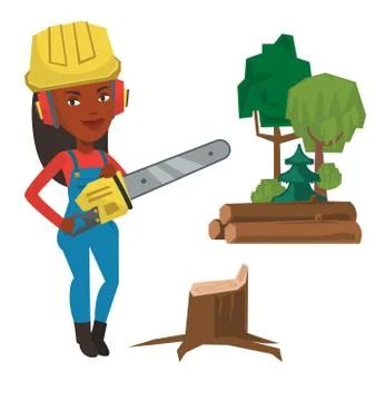 Lumberjack with chainsaw vector illustration Stock Illustration