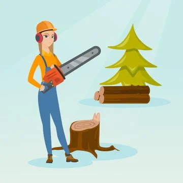 Lumberjack with chainsaw vector illustration Stock Illustration