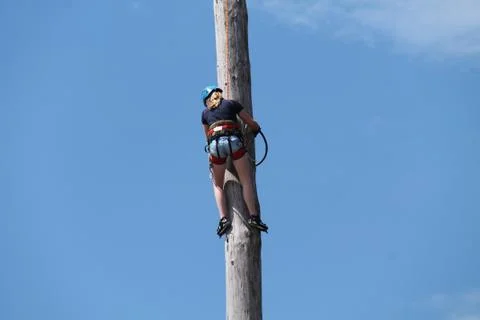Lumberjack Climbing. Stock Photos