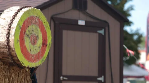Lumberjack competition axe throwing target HD Stock-Footage 29526412