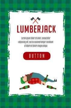 Lumberjack drinks beer resting after work, flonel shirt braids beard in braid Illustrazione stock