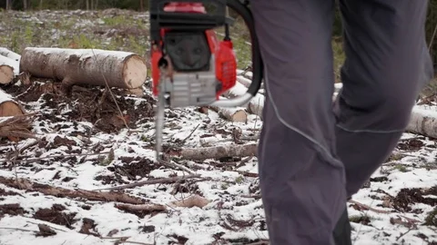 Lumberjack goes to work 스톡 동영상 119263671