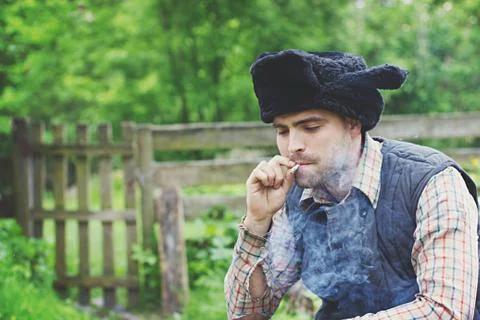 Lumberjack in the hat 스톡 사진