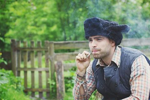 Lumberjack in the hat 스톡 사진