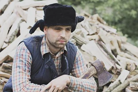 Lumberjack in the hat Foto stock