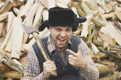 Lumberjack in the hat Foto stock