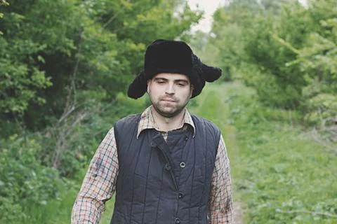 Lumberjack in the hat 스톡 사진