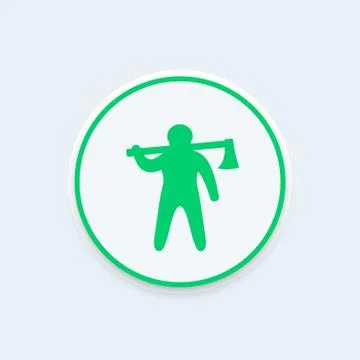 Lumberjack icon, logo element, logger, man with axe, vector illustration Illustrazione stock