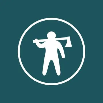 Lumberjack, logger icon, man with axe, icon in circle, vector illustration Stock Illustration