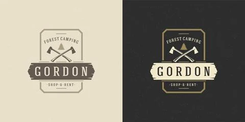 Lumberjack logo emblem vector illustration pine tree and axe silhouettes for  イラスト素材