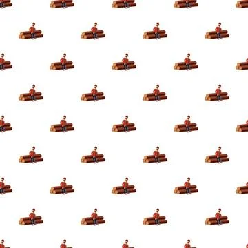 Lumberjack man sitting on logs repeating pattern Stockillustratie