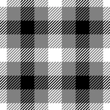 Lumberjack plaid pattern in black and white. Seamless vector pattern. Simple Stock Illustration