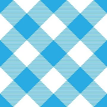 Lumberjack plaid pattern in blue and white. Diagonal arrangement. Seamless Stock Illustration