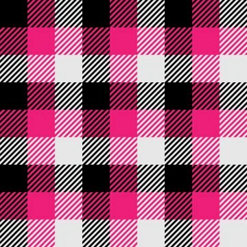 Lumberjack plaid pattern in pink, white and black. Seamless vector pattern Illustrazione stock