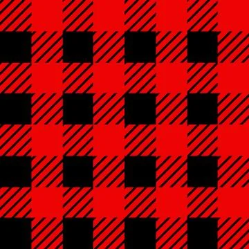 Lumberjack plaid pattern in red and black. Seamless vector pattern. Simple Stock Illustration