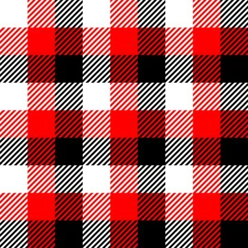 Lumberjack plaid pattern in red, white and black. Seamless vector pattern Stock Illustration