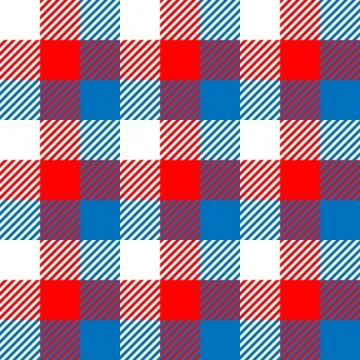 Lumberjack plaid pattern in red, white and blue. Seamless vector pattern. Simple Stock Illustration
