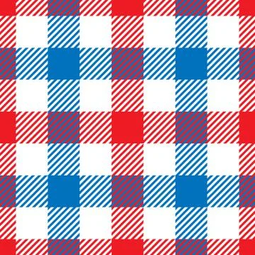 Lumberjack plaid pattern in red, white and blue. Seamless vector pattern. Simple Stock Illustration