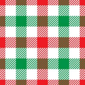 Lumberjack plaid pattern in red, white and green. Seamless vector pattern Stock Illustration
