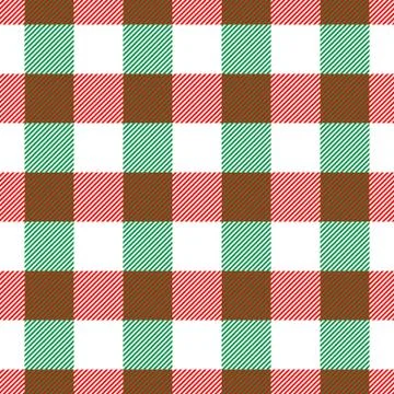 Lumberjack plaid pattern in red, white and green. Seamless vector pattern Stock Illustration