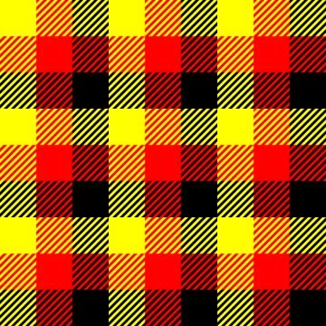 Lumberjack plaid pattern in red, yellow and black. Seamless vector pattern Stock Illustration