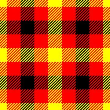 Lumberjack plaid pattern in red, yellow and black. Seamless vector pattern Stock Illustration