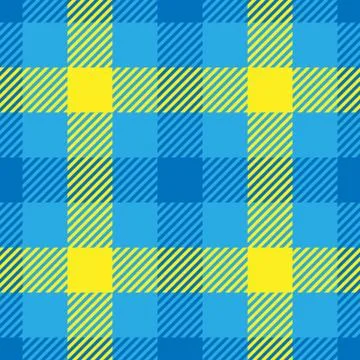 Lumberjack plaid pattern in yellow and blue. Seamless vector pattern. Simple Stock Illustration