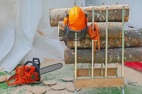 Lumberjack Protective Gear Chainsaw Stock Photos