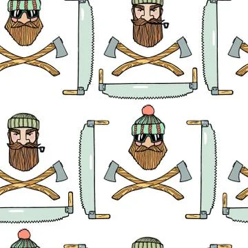 Lumberjack seamless pattern Stock Illustration