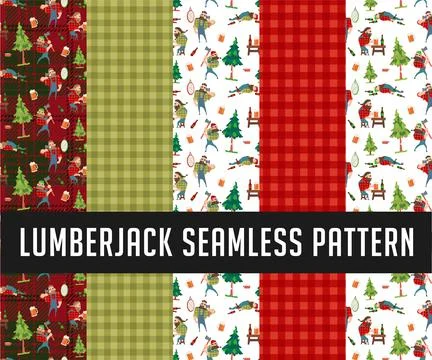 Lumberjack seamless pattern with lumberjack avatar You can use this design to Stock Illustration