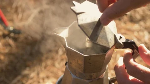 Lumberjack setting up camping and chopping firewood Stock Footage 162514787