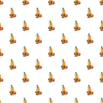 Lumberjack sitting on log seamless pattern design Stockillustratie