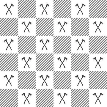 Lumberjack vector plaid pattern with axes Stock Illustration