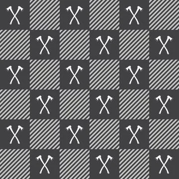 Lumberjack vector plaid pattern with axes Stock Illustration