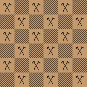 Lumberjack vector plaid pattern with axes Stock Illustration
