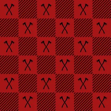 Lumberjack vector plaid pattern with axes Stock Illustration