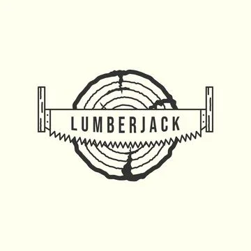 Lumberjack vintage logo vector template illustration design. sawmill or timbe Stock Illustration
