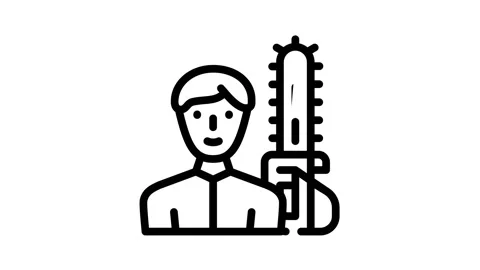 Lumberjack worker black icon animation 스톡 동영상 156662473