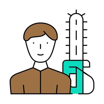 Lumberjack worker flat icon color illustration 库存插图