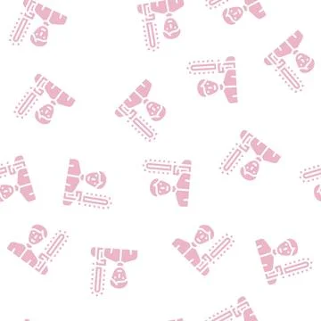 Lumberjack worker glyph vector seamless pattern black Stock Illustration