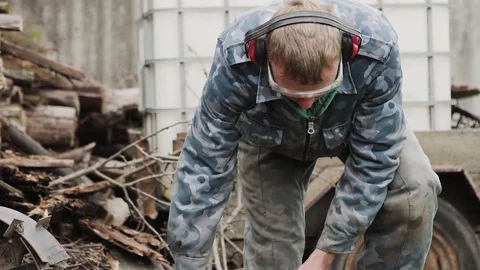 Lumberman with chainsaw Stock Footage 75732717