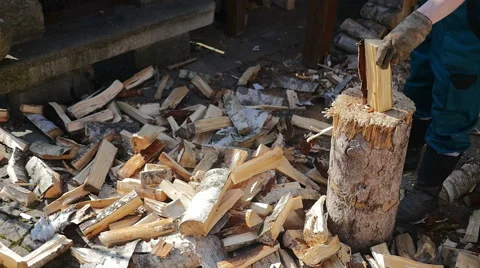 Lumberman Working Wood Stock Footage 61482353