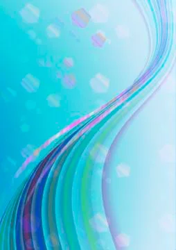 Luminescent strips on blue gradient background with small polygons Stock Illustration
